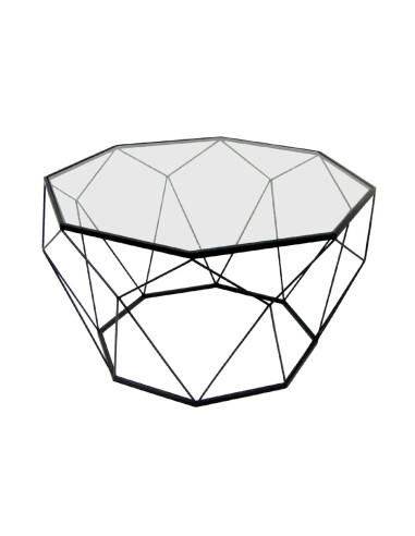 INSP. Eurohome Geometryczny czarny metalowy stolik szklany blat ? 74 x 42 cm TOYJ19-653