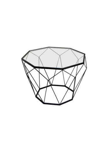 INSP. Eurohome Geometryczny czarny metalowy stolik szklany blat ? 55 x 38 cm TOYJ19-654