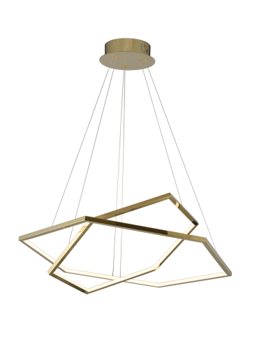 INSP. Lampa wisząca ring - Hexagon Led double gold 80 cm sześciokąt