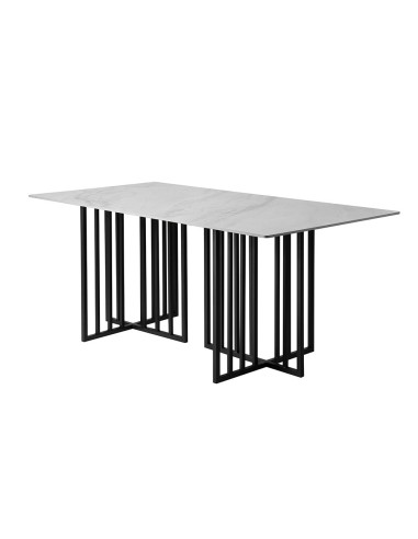 INSP. Designerski stół szary marmurowy błyszczący blat 180 x 90 x 75 cm