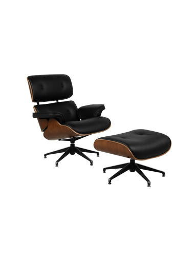 INSP. Skórzany fotel obrotowy z podnóżkiem Lounge Chair & Ottoman