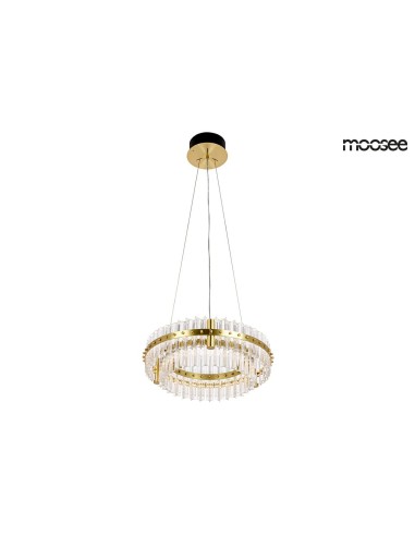 MOOSEE lampa wisząca SATURNUS 47 DUO złota - LED, kryształ, stal szczotkowana