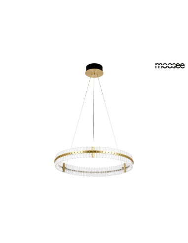 MOOSEE lampa wisząca SATURNUS 85 złota - LED, kryształ, stal szczotkowana