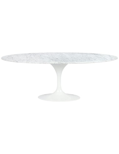 Stół TULIP ELLIPSE MARBLE CARRARA biały - blat owalny marmurowy, metal